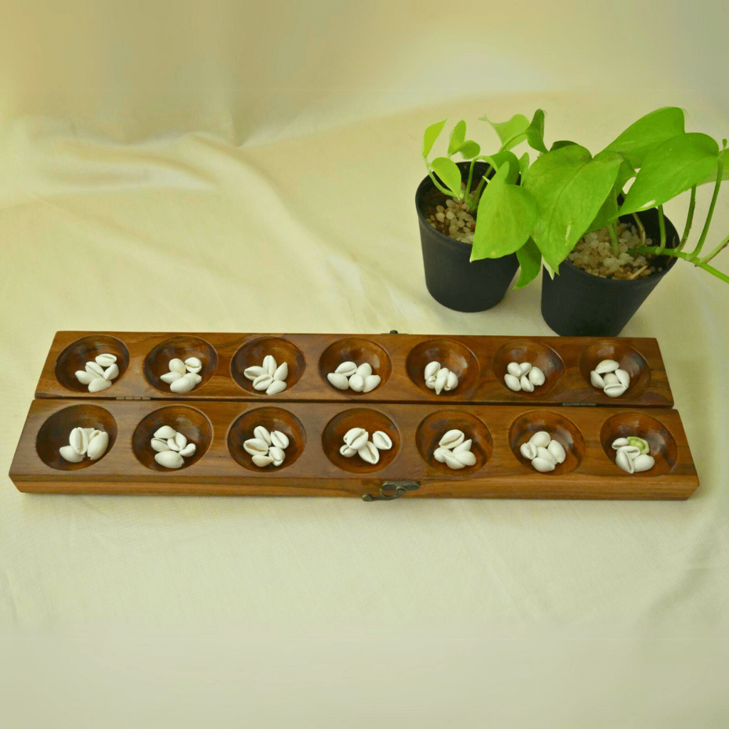 Teak Wood Alaguli Mane - Traditional Board Game