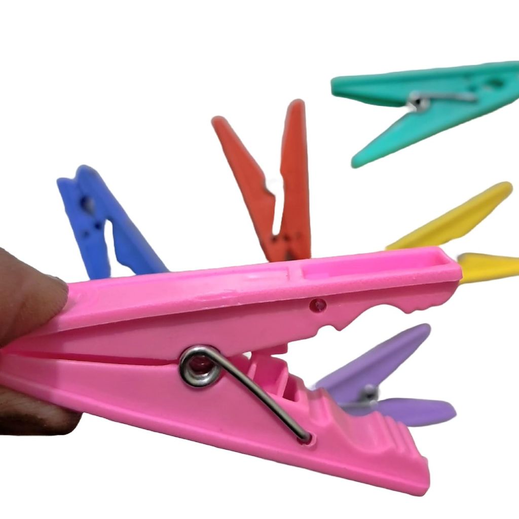 Plastic Cloth Pegs, 48 Pieces, Multicolour, for Hangers, Rods, Ropes and Towel Organising view 2