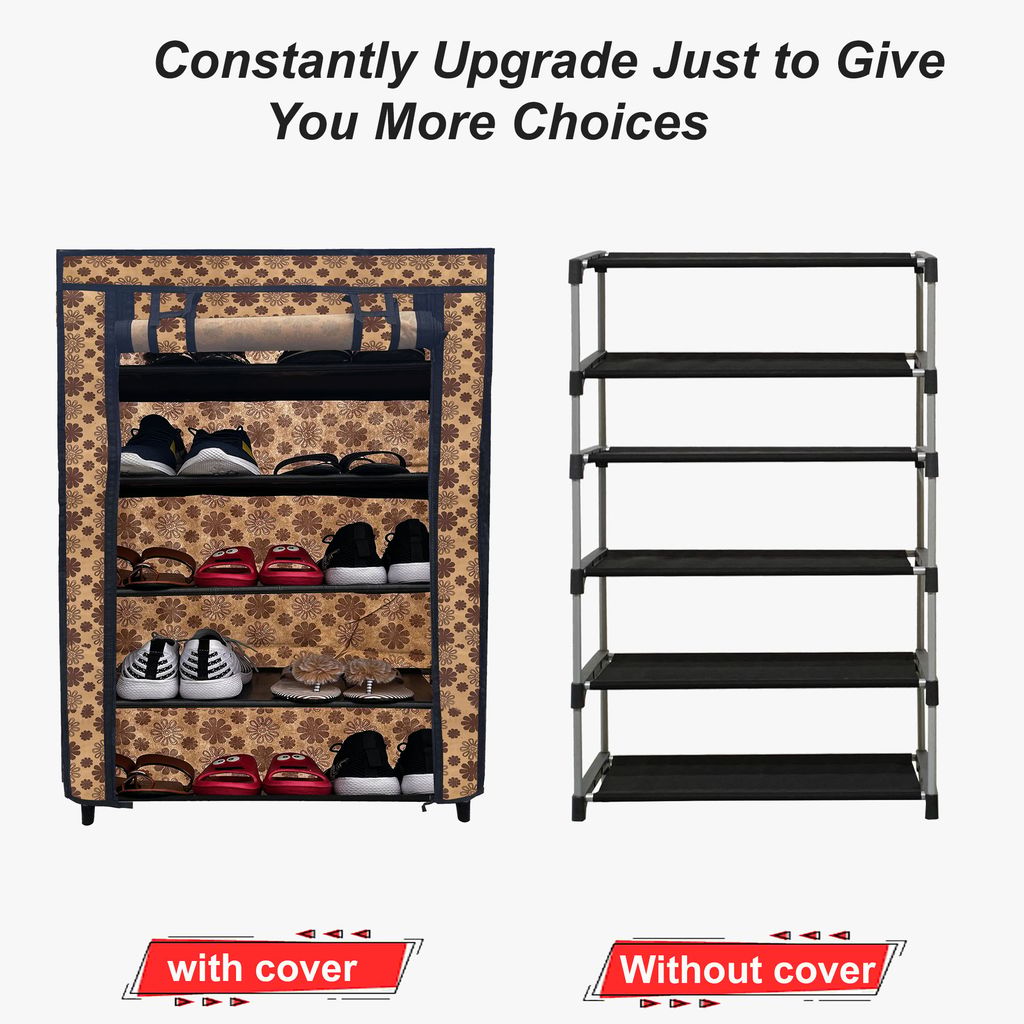 PHILOSHOP 5-Tier Metal Shoe Rack with Dustproof Cover – Space-Saving Storage Organizer for Entryway view 2