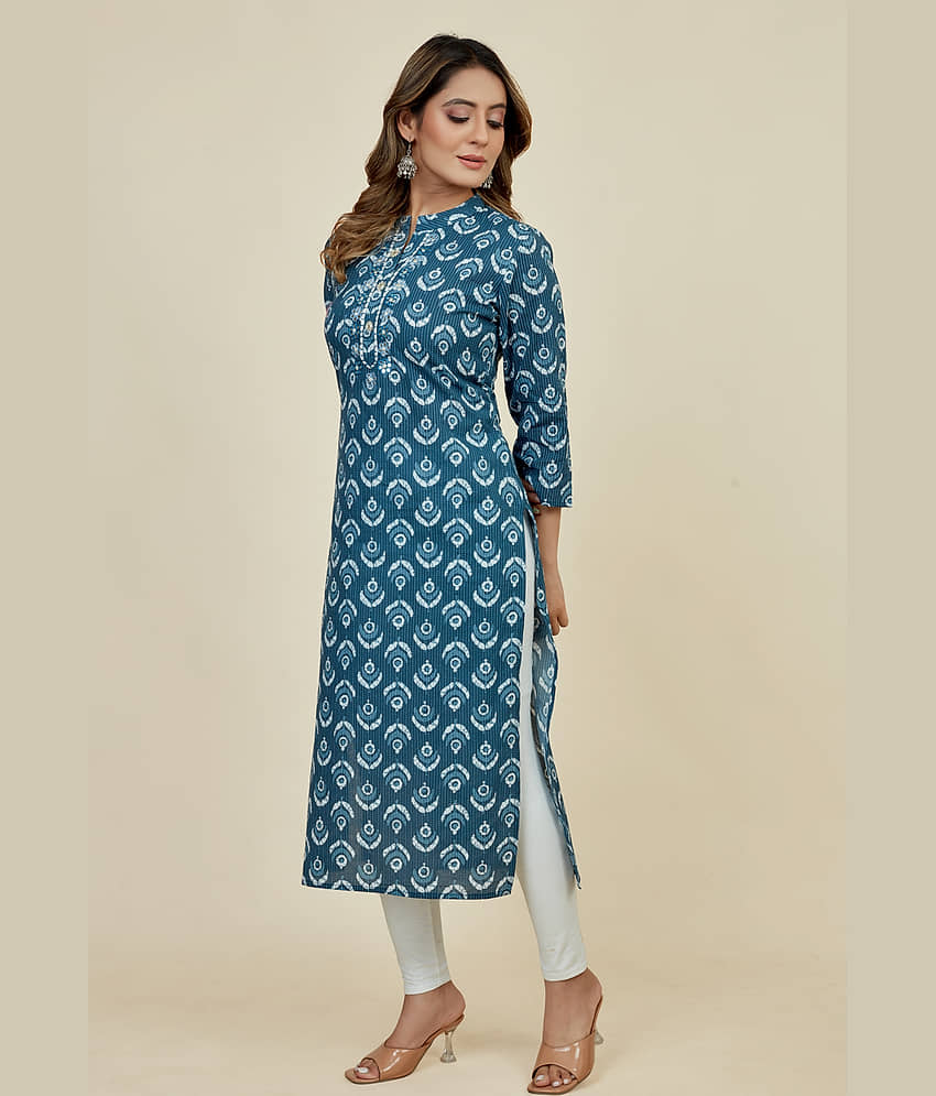 SARRAS Cotton Printed Straight Women's Kurti - Blue ( Pack of 1 ) view 2
