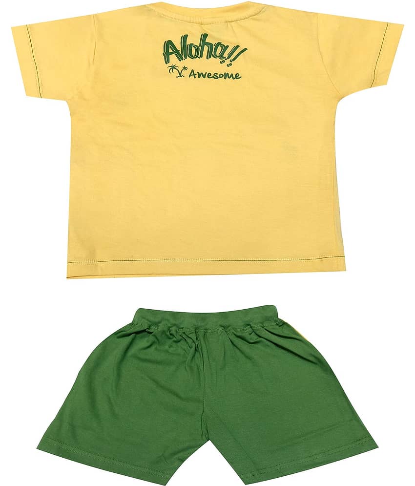 Kideon Pack of 1 Boys Cotton T-Shirt & Shorts Set ( Orange ) view 2