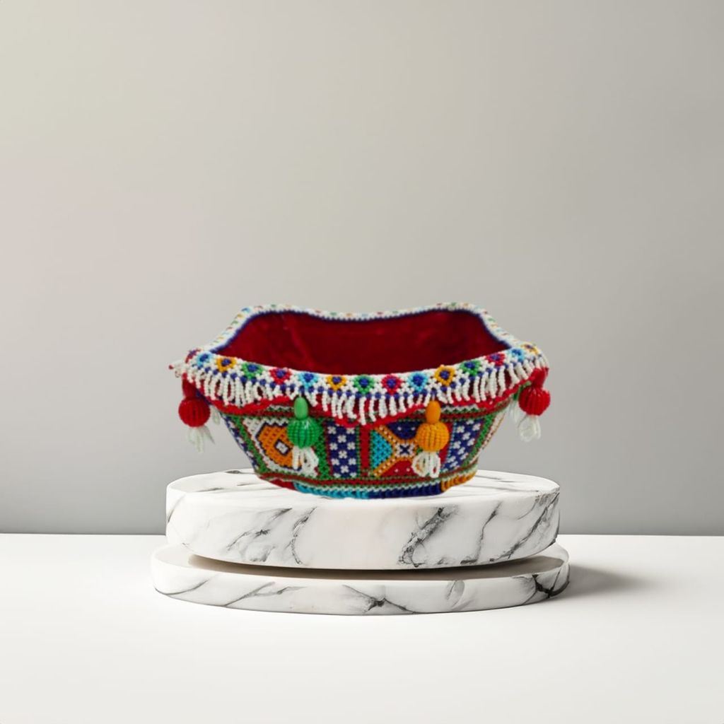 Hand Embroidered Decorative Basket