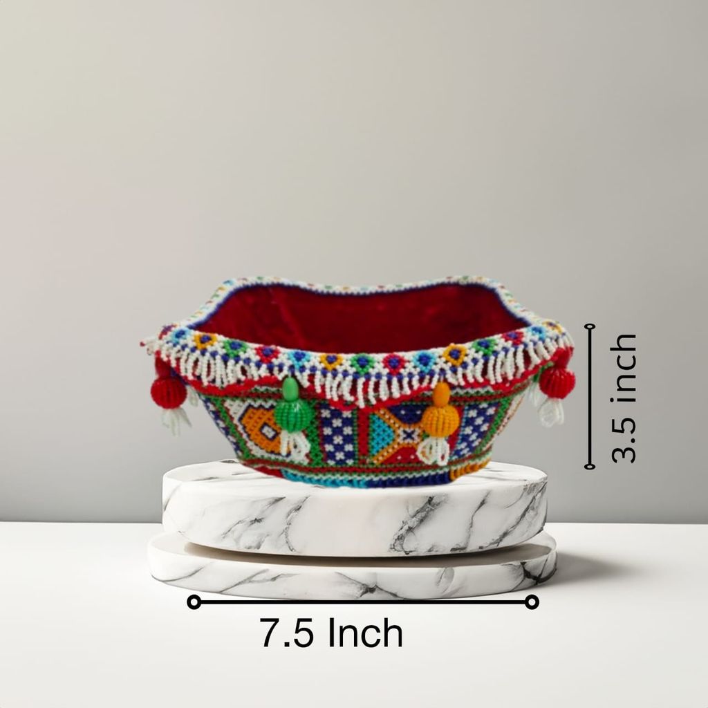 Hand Embroidered Decorative Basket view 2
