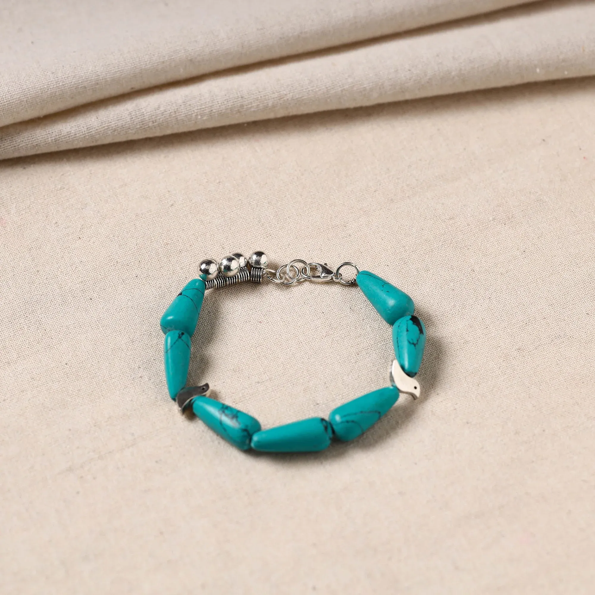 Green - Handmade German Silver Beaded Bracelet 03 view 2