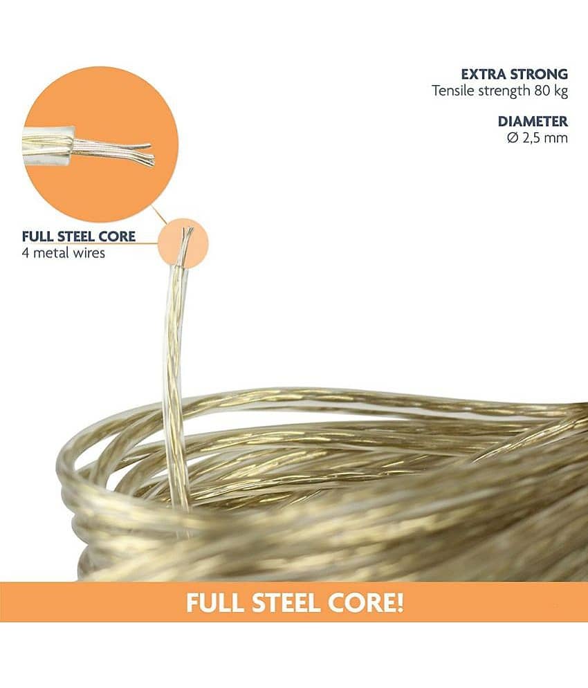20 Meter Multi use Anti rust PVC Coated Stainless Steel Wire Rope for Hanging Drying Clothes (Pack of 2) view 2