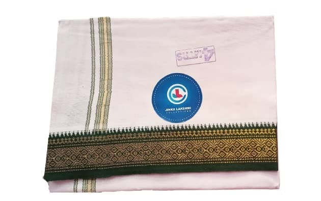 Jinka Lakshmi Collections 100% Handloom Cotton Dhoti With Big Borders Up and Down 4 Meters Unstitched Pack of 2 (Multicolor-5) view 2