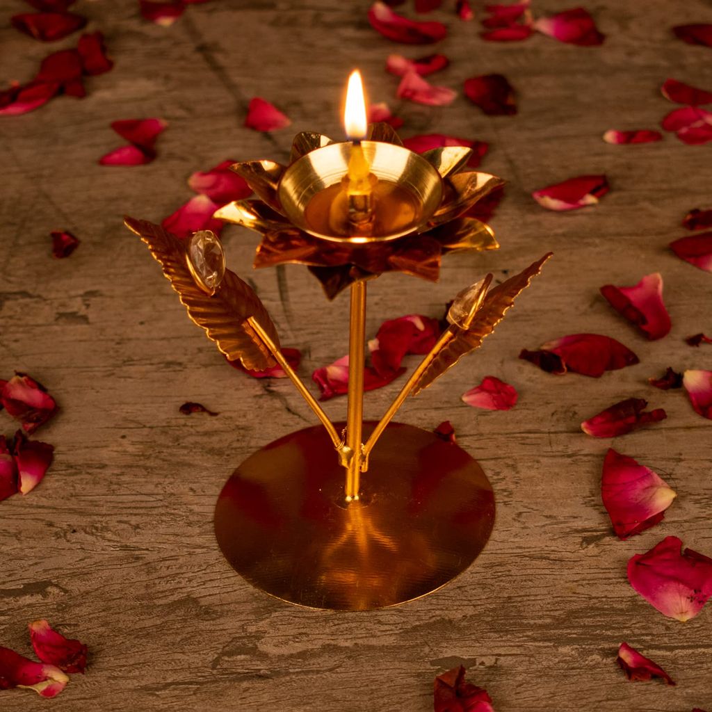 Craftlayout Rose Metal Diya Golden 4 Inch view 2