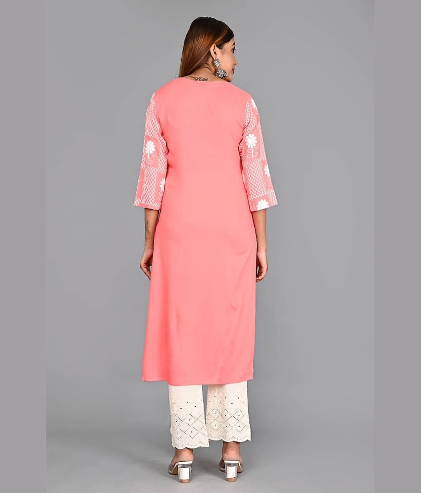 AMIRA'S INDIAN ETHNICWEAR - Peach Rayon Women's Stitched Salwar Suit ( ) view 2