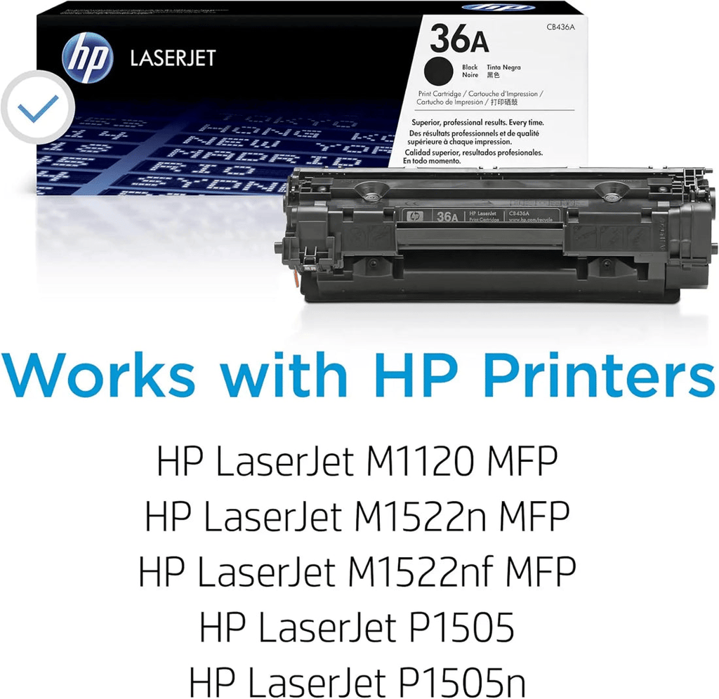 HP 36A Black Original LaserJet Toner Cartridge (CB436A) for HP LaserJet M1120, M1120n, M1120w, M1522n, M1522nf, M1522nw Printers view 2