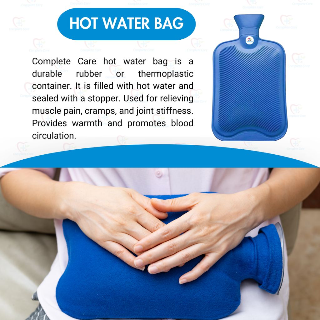 Complete Care Hot Water Bag for Full Body Pain Relief Leakproof Rubber Hot Water Bag for Sports Injury Pain Relief Massage Therapy for Men & Women Non Electric Hot Water Pouch for Cramps Relief - Blue view 2