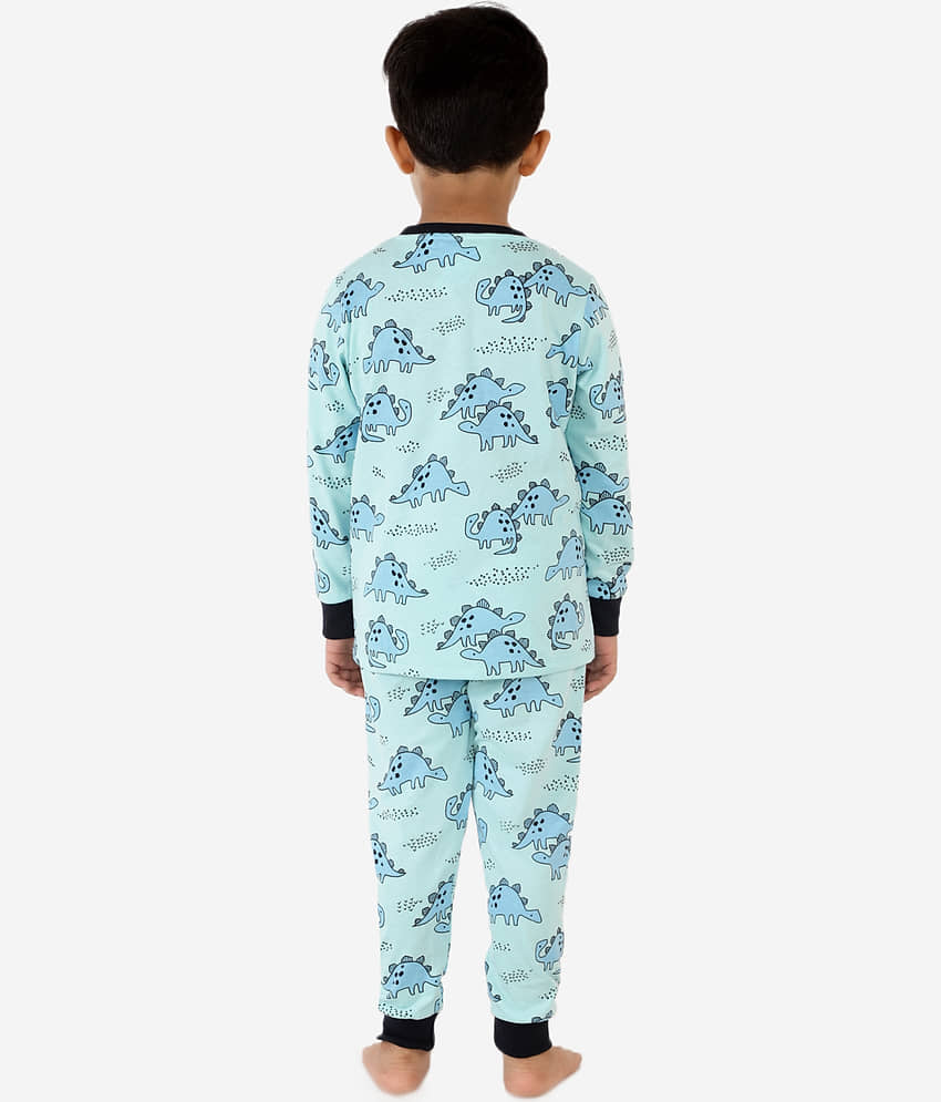 Lazy Shark Pack of 1 Boys Cotton Blend Nightsuit Set ( Sky Blue ) view 2