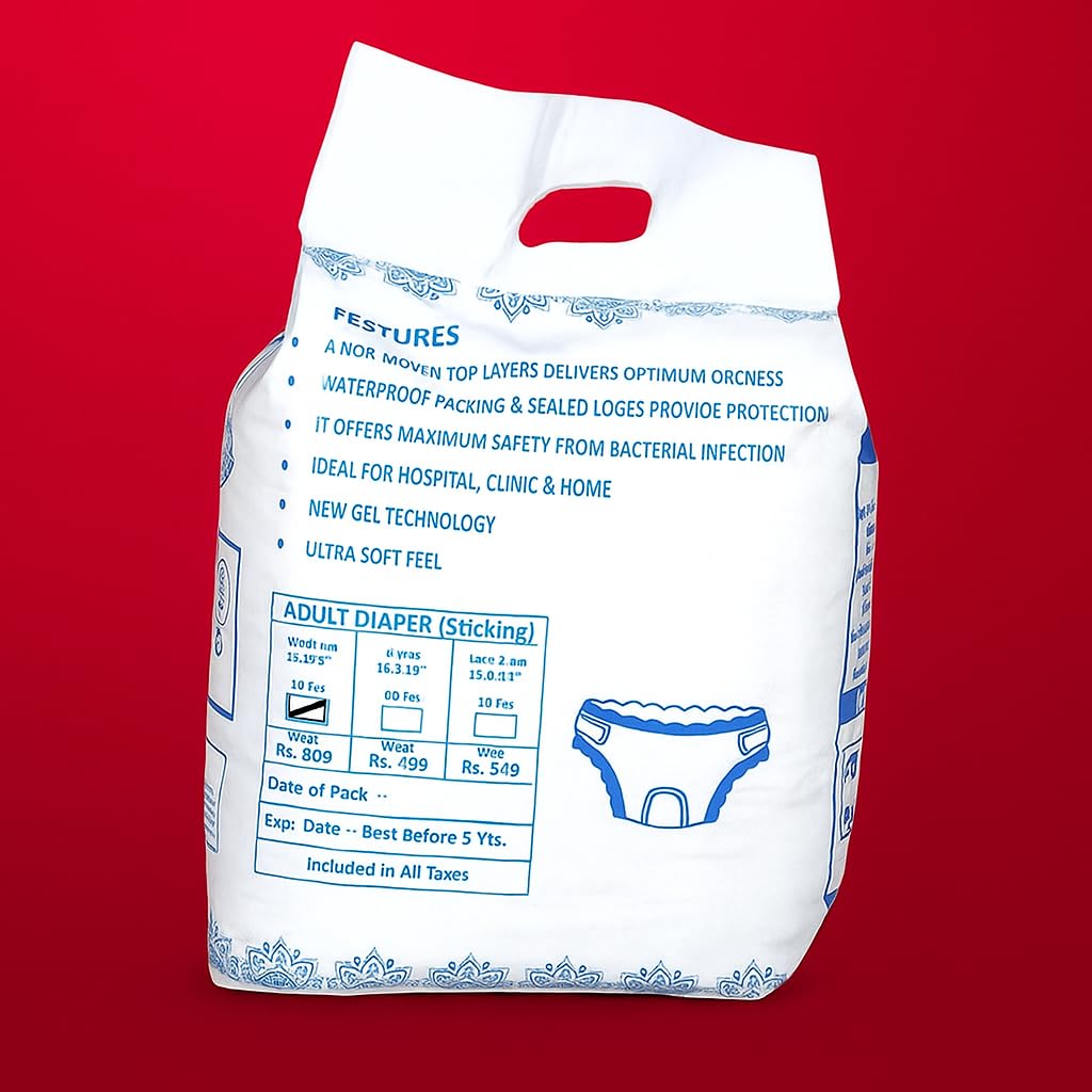A Care Touch Adult Diaper Stickings Style, Adult Diaper (M) Size Waist 28-44 Inches, 10-Hour Absorption, Leak-Proof, Unisex, High Absorbency, Overnight Protection � Comfortable & Secure Fit view 2