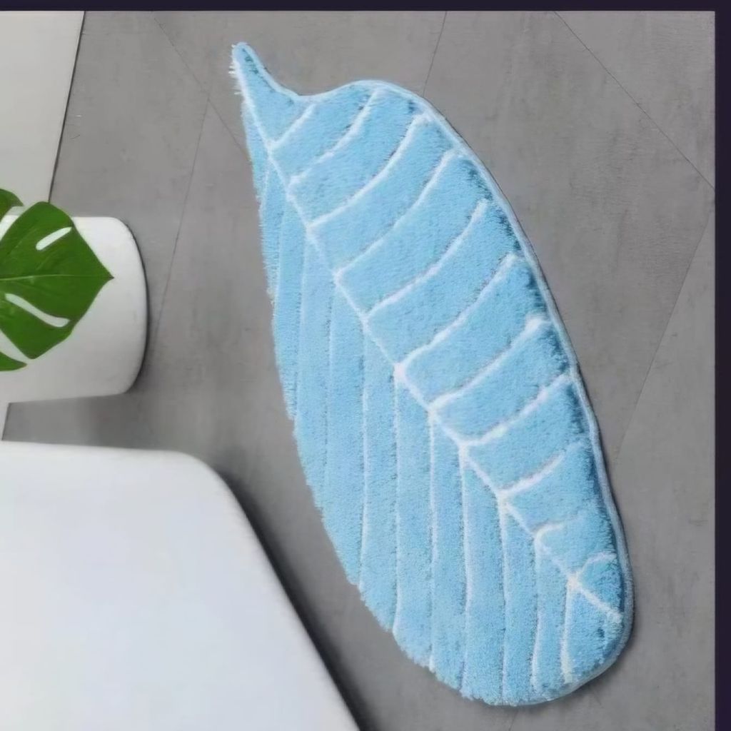Bath Mat, Leaf Shape, Super Soft and Absorbent, Non-Slip, Machine Washable, for Bathroom, Bedroom, Living Room view 2