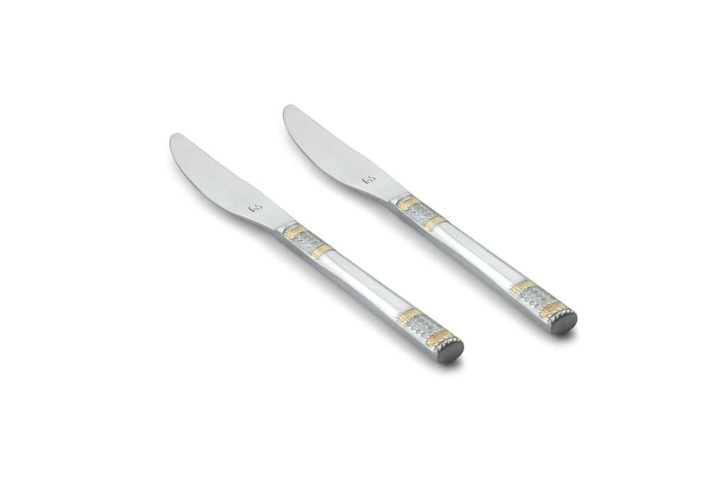 FnS Celebration 24 Karat Gold Plated Embossed Dinner Knives Set of 6 view 2