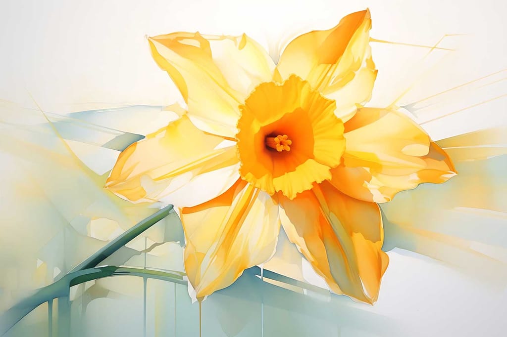 YELLOW DAFFODIL FLORAL ART 24in X 16in WITH BLACK FRAME view 2