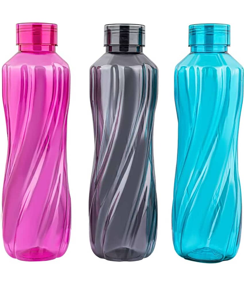 Swaraa Kitchenware Multicolour Plastic Water Bottle 1000 mL ( Set of 3 )