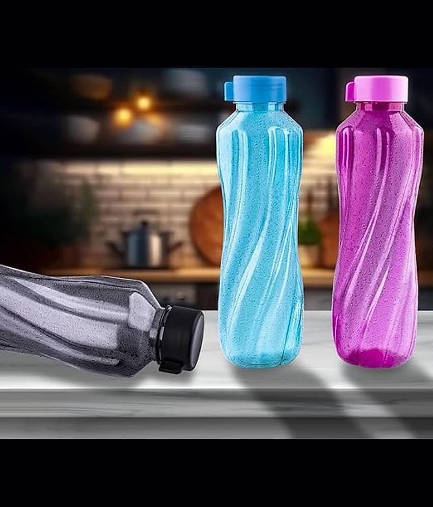 Swaraa Kitchenware Multicolour Plastic Water Bottle 1000 mL ( Set of 3 ) view 2
