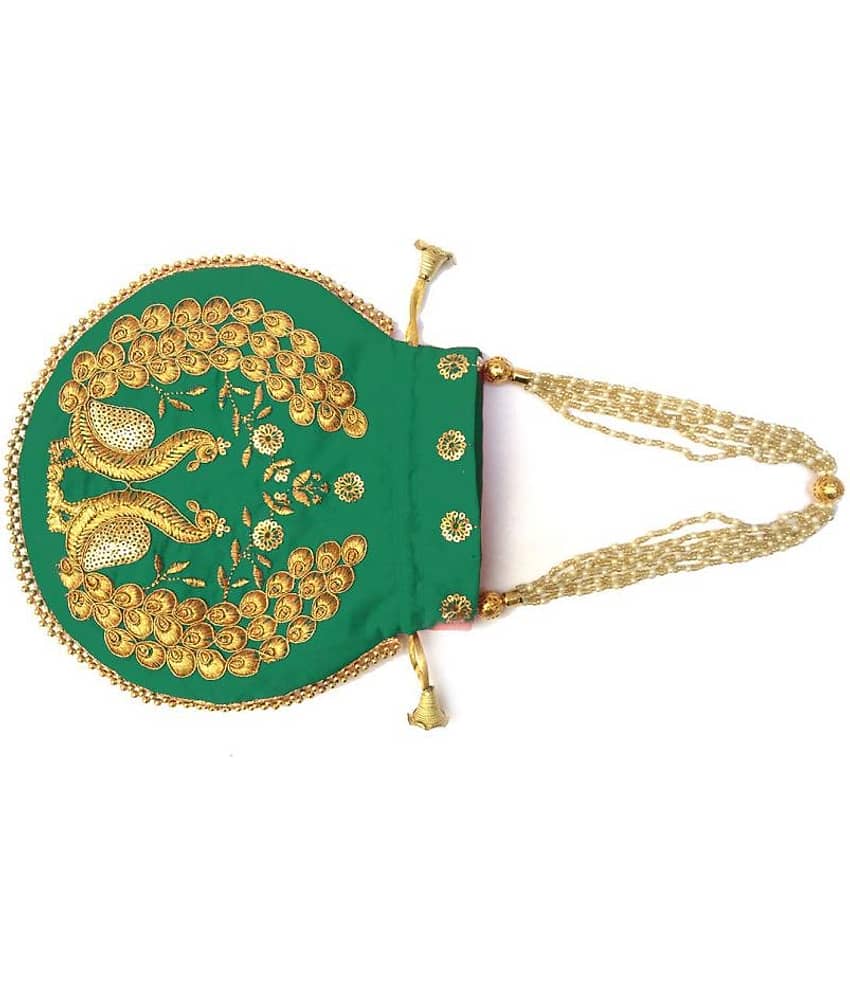 Apratim Green Silk Potli view 2