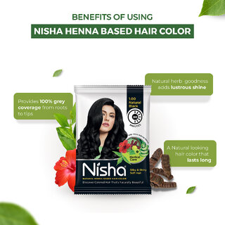Nisha Quick Color Henna Based Hair 60gm with Natural Black Conditioning Herbal Care silky & Shiny Soft 10gm Each Pack (160 g) view 2