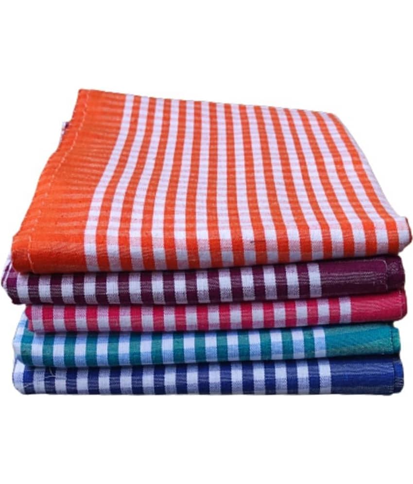 KAKUMANU - Multicolor Cotton Checks Bath Towel (Pack of 5)