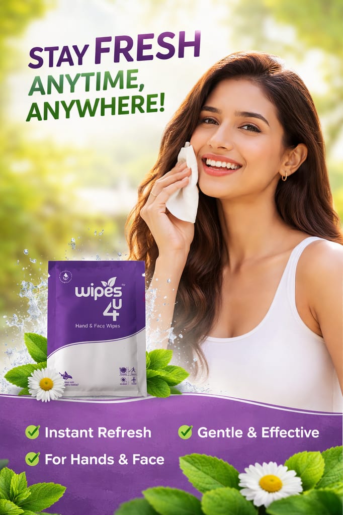Wipes4u Individually Packed Face and Hand Wet Wipes Lavender ( 100 Wipes) view 2
