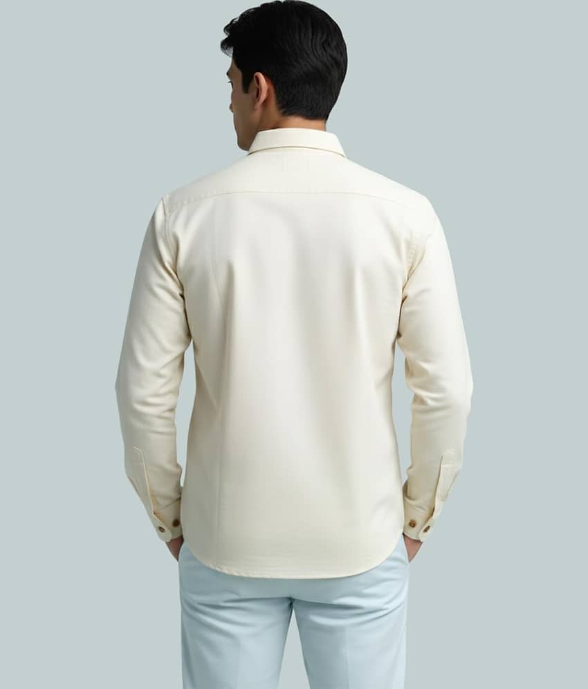 Yugnik Cotton Blend Plain Shirt Style Kurta For Men ( Beige ) view 2