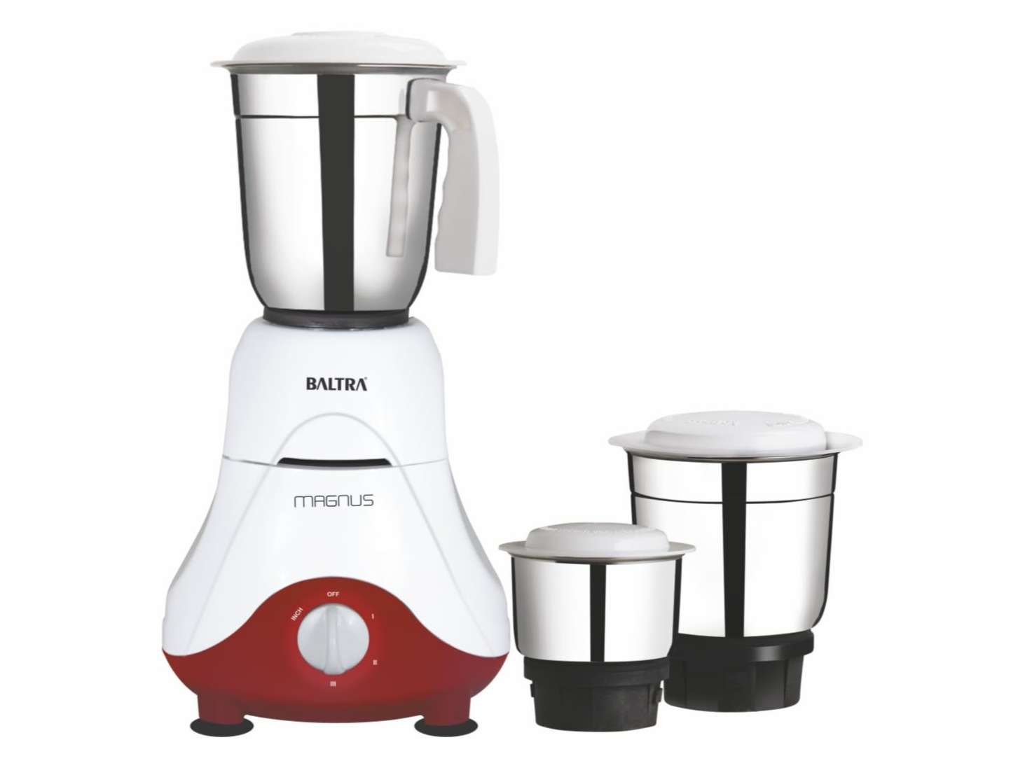 BALTRA Magnus BMG-162 Mixer Grinder 550W, 3 Stainless Steel Mixer Jars, Adjustable Speed Control, Low Noise, Overload Protection, 2-Year Warranty