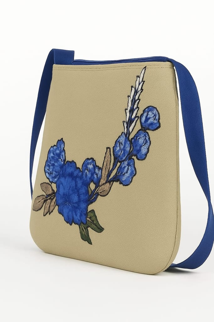 Blue Bloom Embroidered Sling Bag view 2