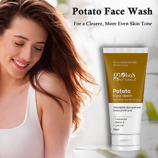 Globus Naturals Potato Face Wash with Plum DPanthenol helps lighten dark spots and evens out skin tone suitable for All Skin Types 50gm view 2