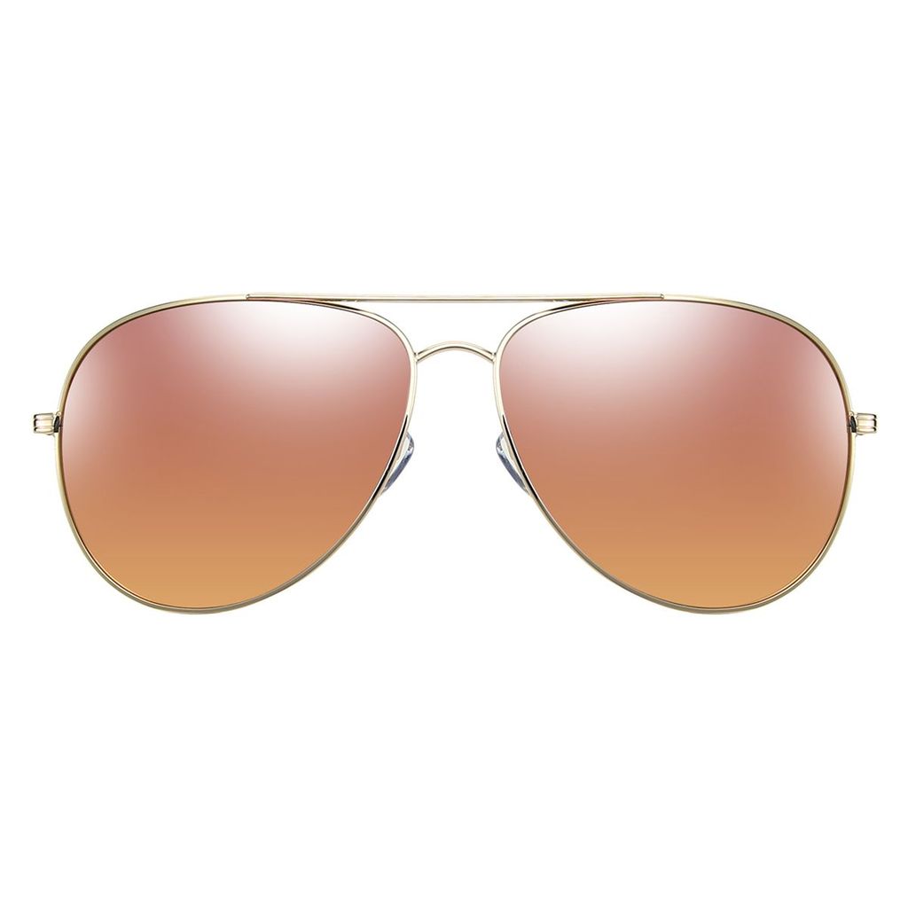 PARIM Polarized Unisex Aviator Sunglasses Golden::White Frame / Golden Lenses | SKU 12004 K1 view 2