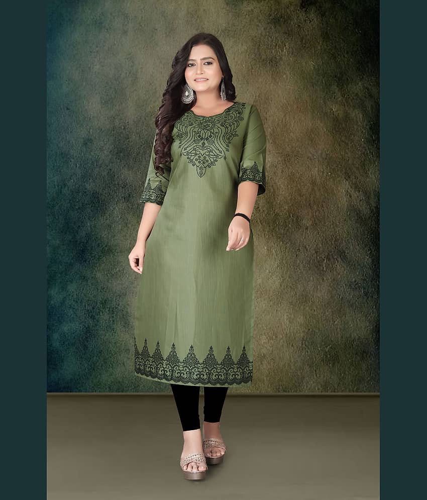 Hetsa Women Rayon Printed A-line Kurti ( Multicolor ) view 2
