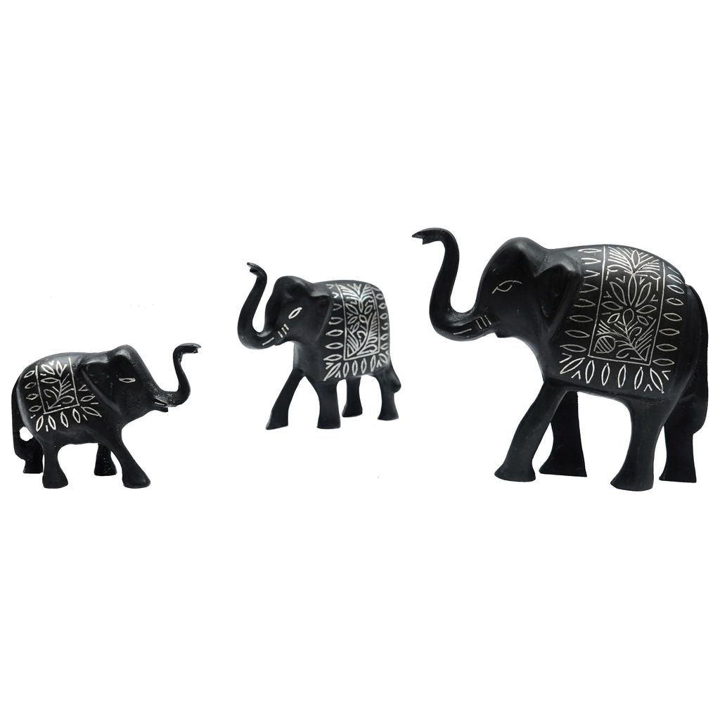 Bidri Work Elephant Family Three Piece Set (1TMTDCOKA08474) view 2