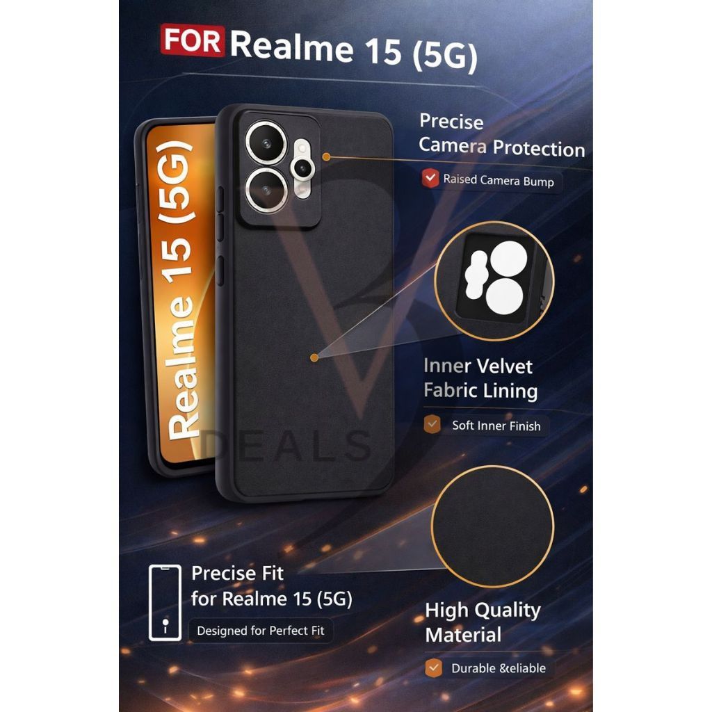 V3Deals Silicone Sand Blast Back Cover Compatible for Realme 15 5G, Raised Camera Bump Protection, Slim Lightweight Design with Velvet Fabric Lining | Silicone Shockproof | Matte Grip Case view 2