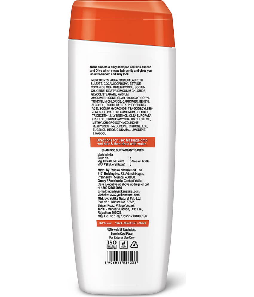 Nisha Smooth & Silky Shampoo for Women Men 180ml Pack of 2, Almond & Olive Actives Shampoo for Naturally Soft Silky Hair view 2