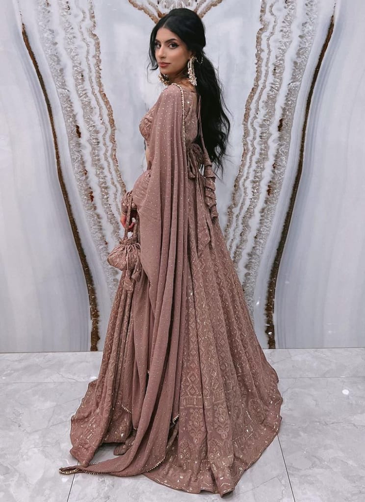 Georgette Lucknowi Sequence Work Rosy Brown Lehenga Choli view 2