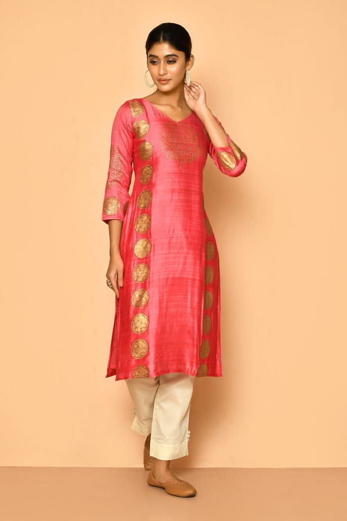 Ruby Handloom cotton silk kurta for women view 2