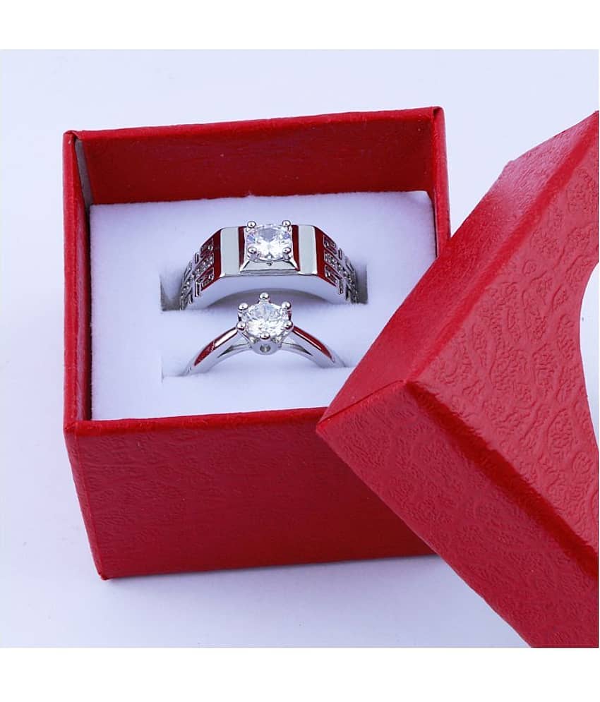 Adjustable Couple Rings Set for lovers Silver Plated Solitaire for Men and Women view 2