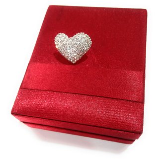 American Diamond Heart Safe Silver Plated Adjustable Ring For Girl or Gift With Surpriseble Gift Box view 2