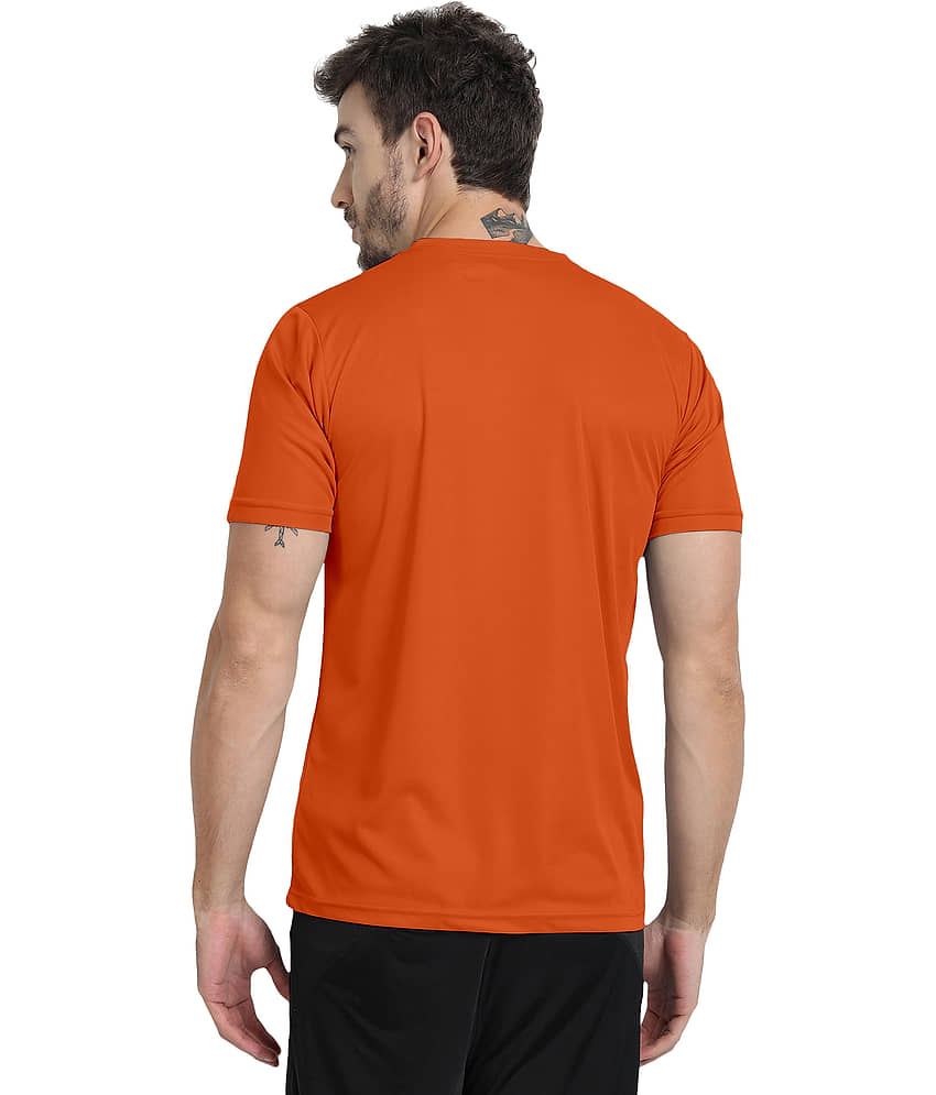 FTX Men Polyester Regular Fit Solid T-Shirt ( Orange ) view 2