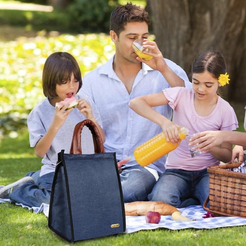 LOREM Linen Bliss: Textured Insulated Tiffin Bag/Lunch Bag view 2