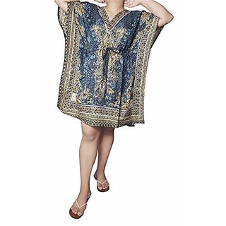 Ukal Women Sleepwear Beach Gown Nighty Dress Maxi Short Kaftan (Material Multicolor) view 2