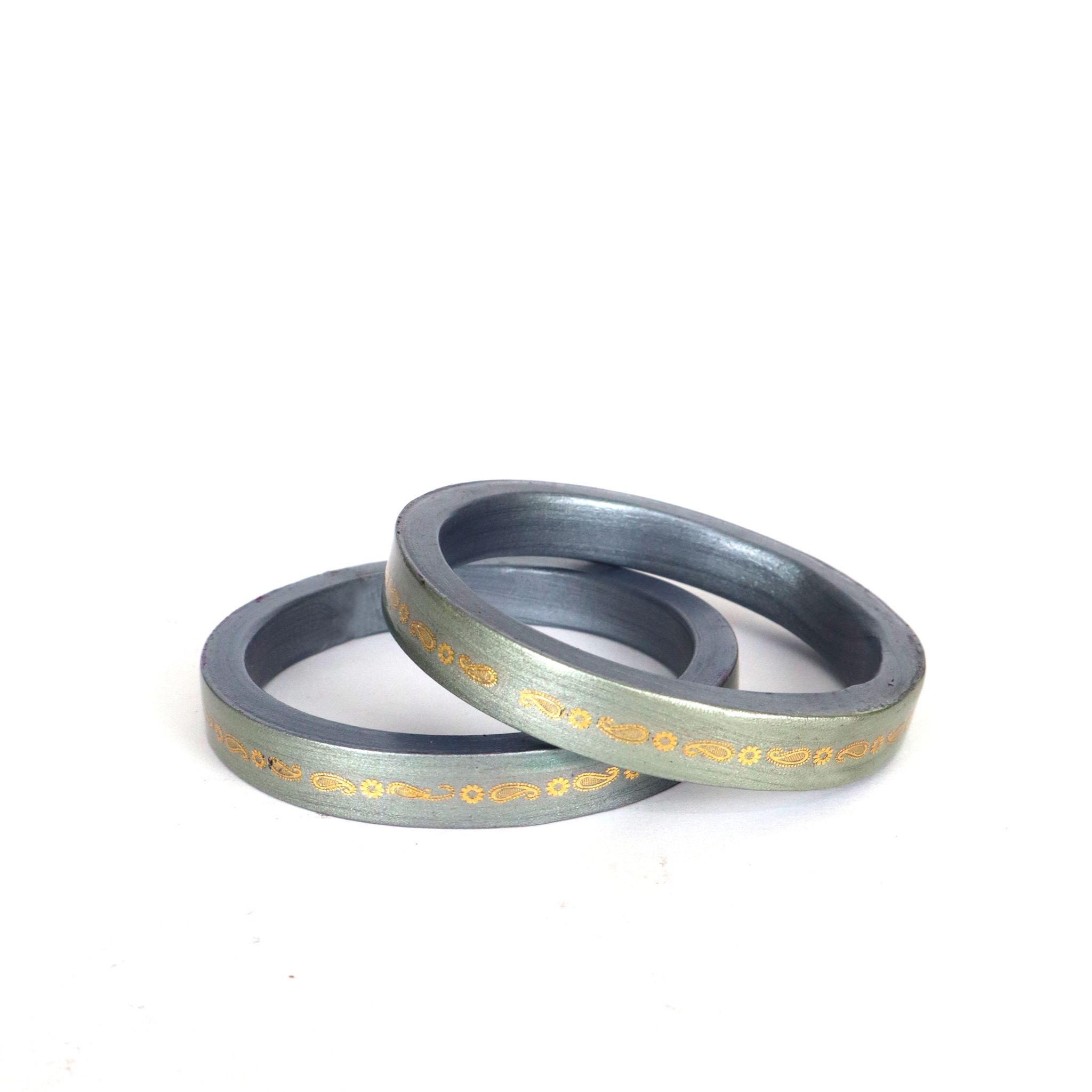 FHS Royal Style Rajasthani Lac Bangles Peach Colour for Girls & Women - Gray view 2