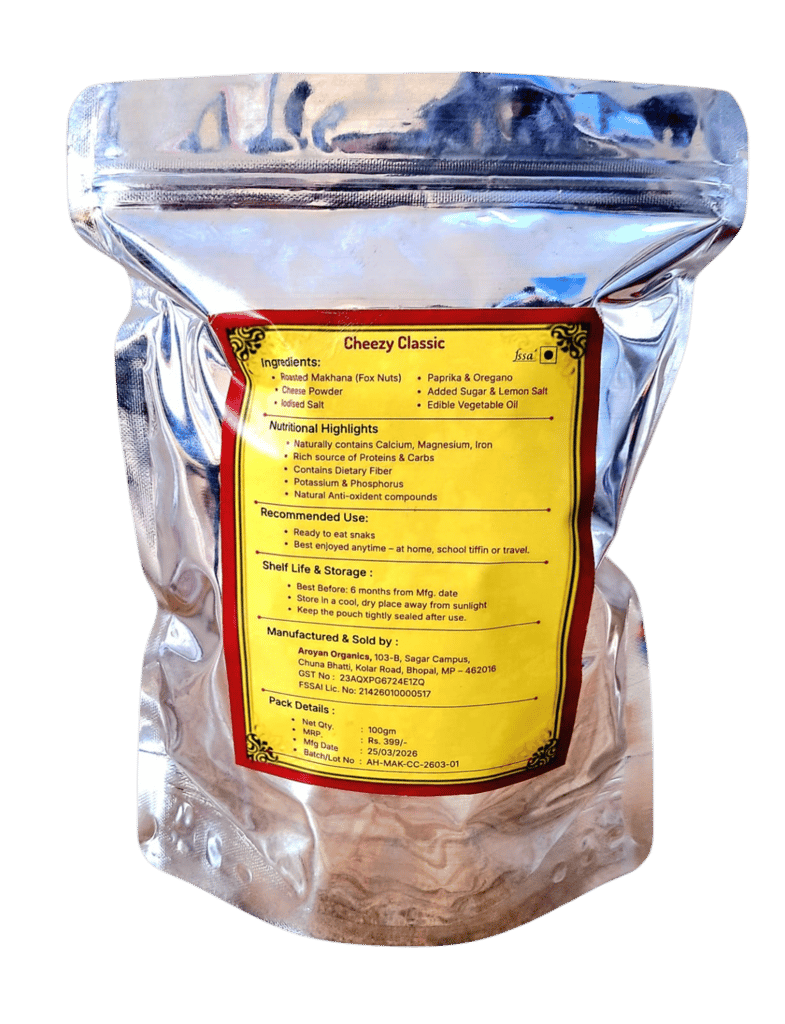 AroHerbal�s Roasted Makhana Pops 100g, Cheezy Classic Flavor, Healthy Foxnut Snacks, Crunchy Roasted Lotus Seeds, Low Calorie, Gluten Free, Ready to Eat Snack for Kids & Adults view 2