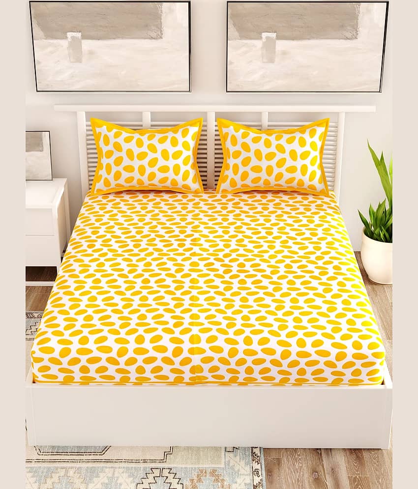 Uniqchoice Cotton Floral Double Bedsheet with 2 Pillow Covers- Blue view 2