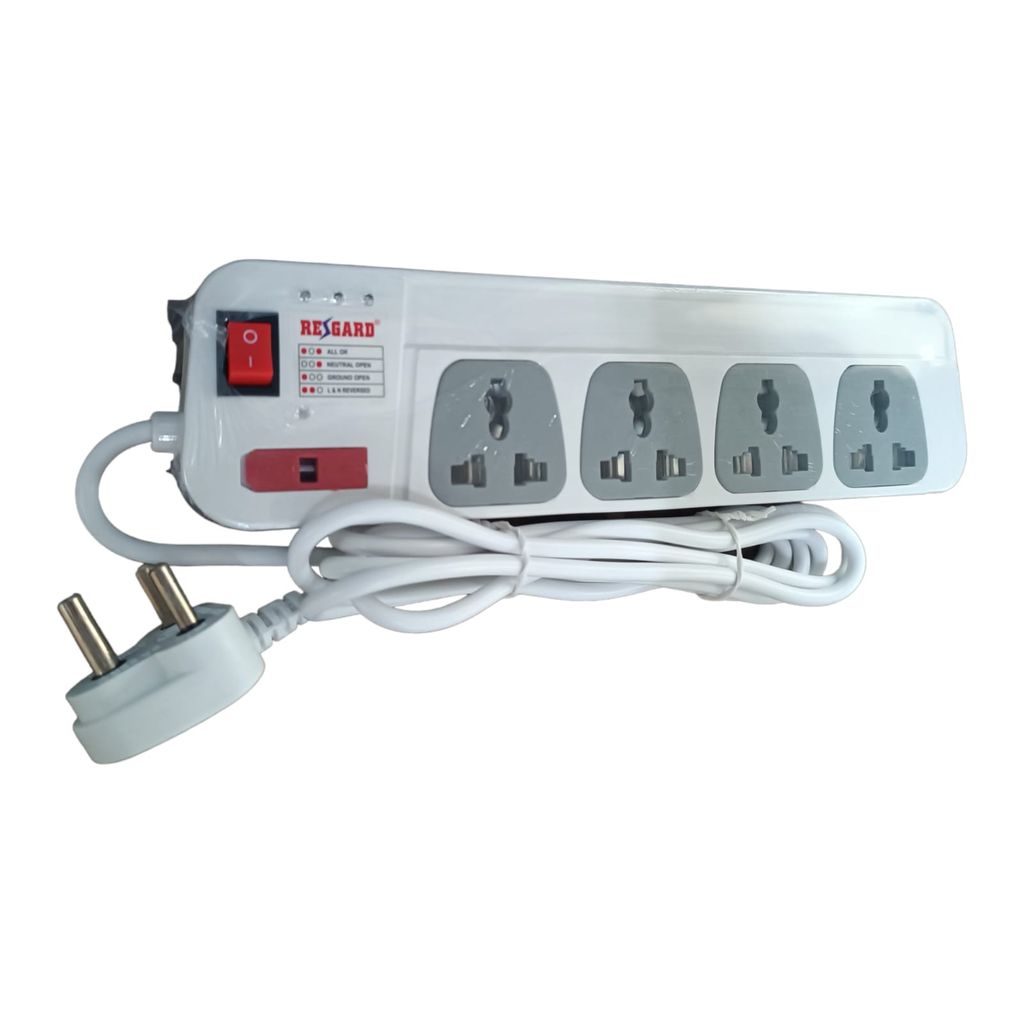 Indian-Made: Regard SpikeGuard (3m wire length ,4 Sockets , White) - Quality Copper, Sturdy Build, Built-in Protection view 2
