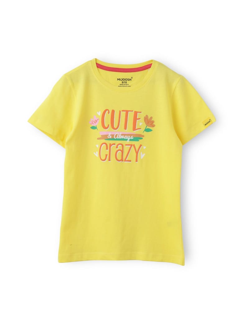 Girls T shirt Cotton Blazing Yellow Cute Crazy view 2