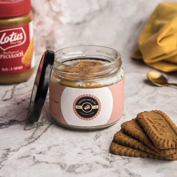 Lotus biscoff baked cheesecake jar