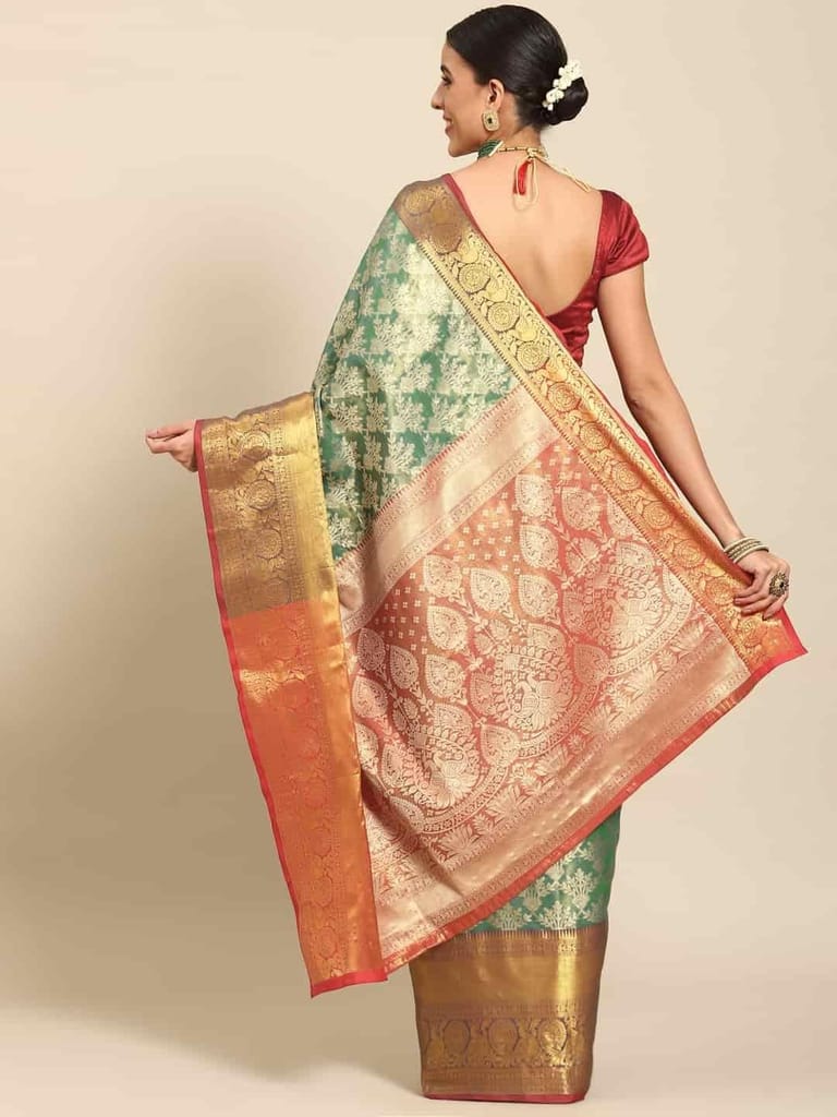 Women's Brocade Soft Silk Zari Woven Saree With Unstiched Blouse Piece view 2