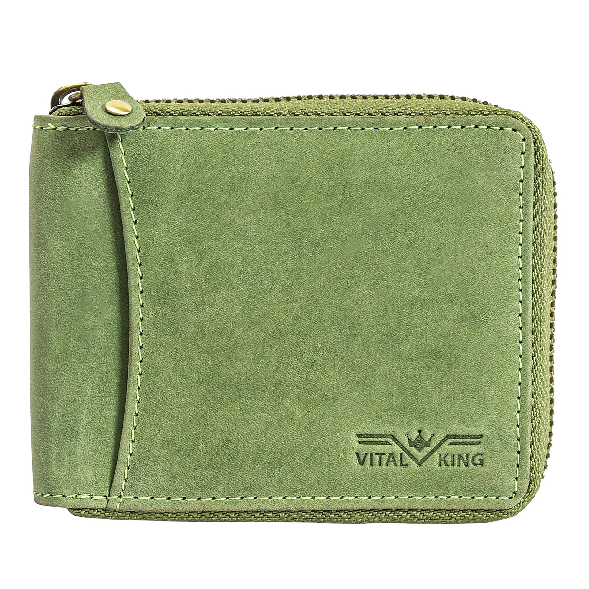 Vital King Men Trendy, Formal Green Genuine Leather RFID Wallet (7 Card Slots) view 2