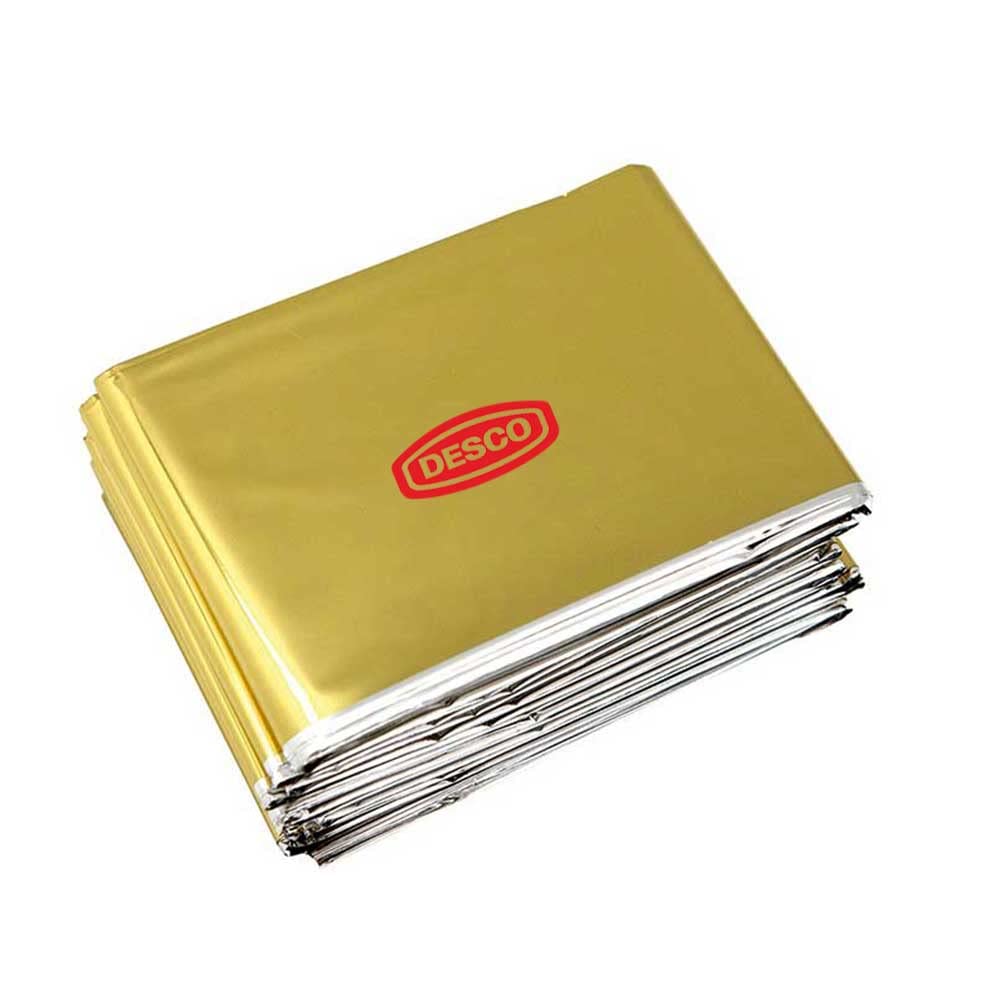 DESCO Emergency Blanket Gold & Silver 160 x 210 cm Portable Emergency Blanket for Survival, Hiking, Camping, Marathon, and First Aid, Two-Tone view 2